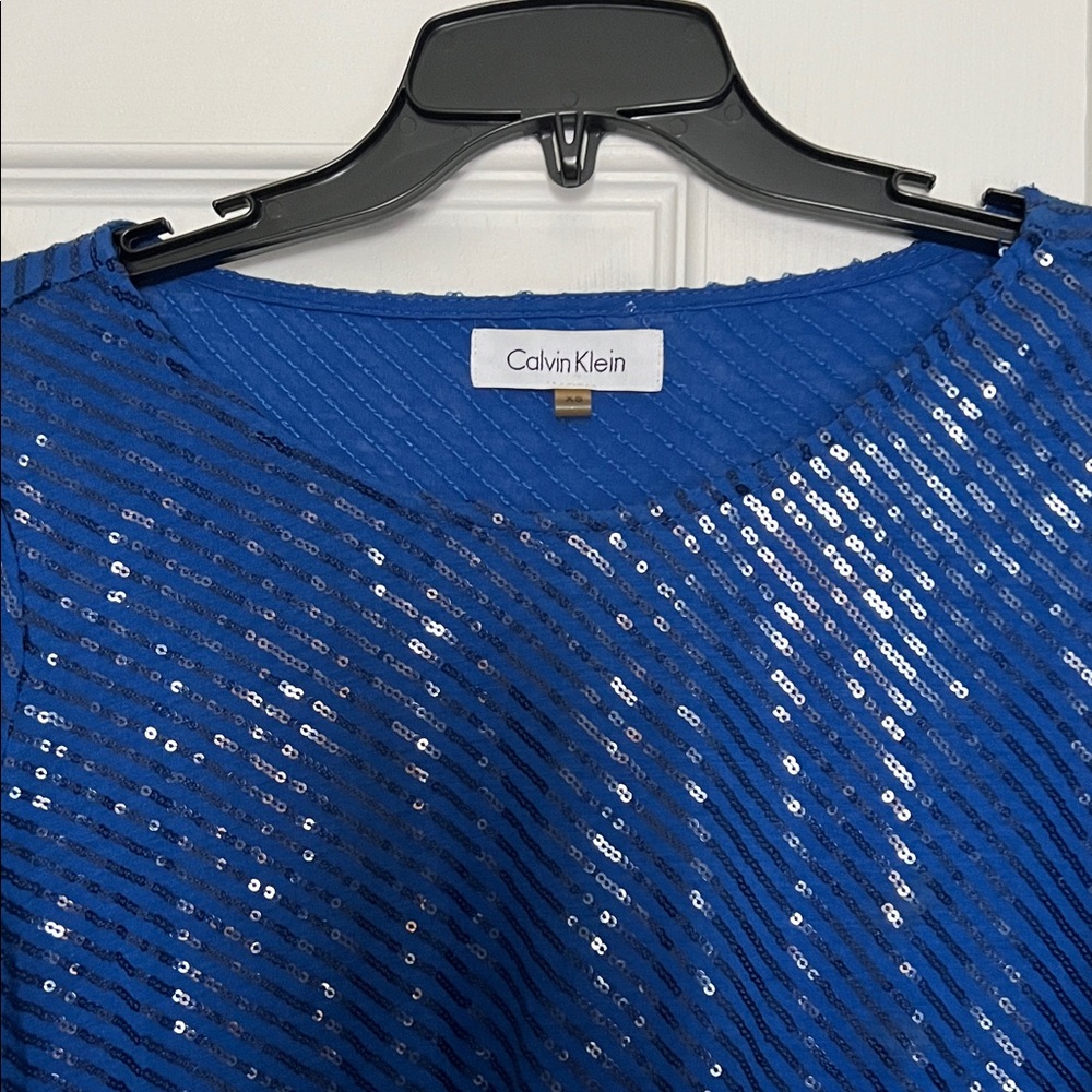 Calvin Klein Royal Blue Sequin Blouse